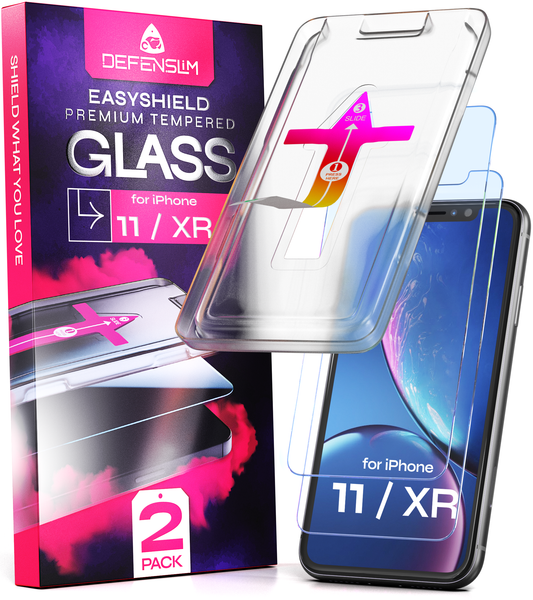 Defenslim iPhone 11 / XR Screen Protector [2-Pack] with Easy Auto-Align Install Kit