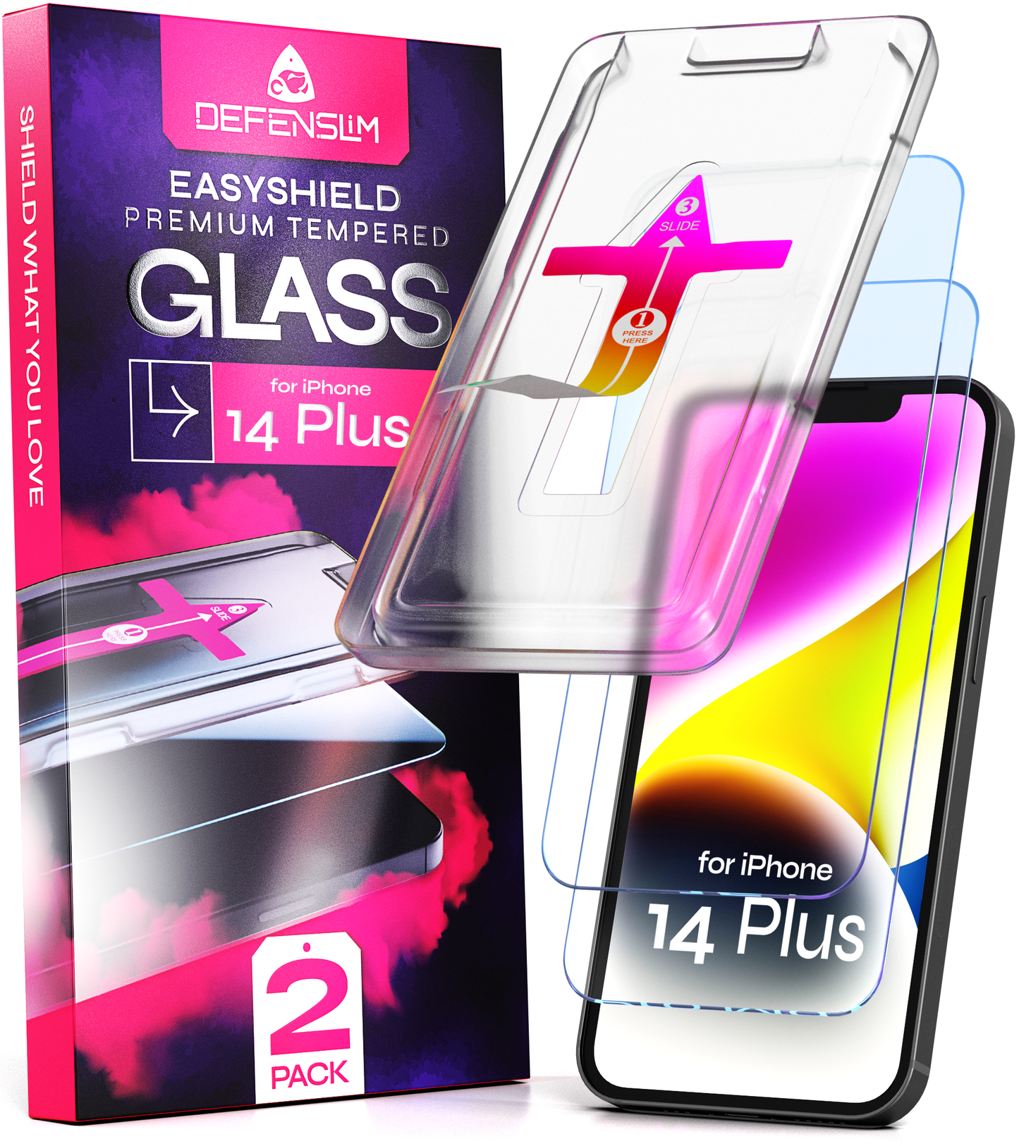 Defenslim iPhone 14 Plus Screen Protector [2-Pack] with Easy Auto-Align Install Kit