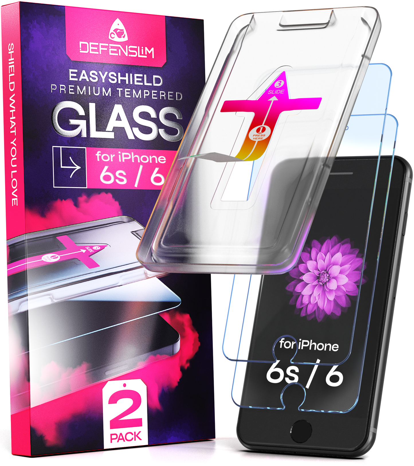 Defenslim iPhone 6s Screen Protector [2-Pack] with Easy Auto-Align Install Kit