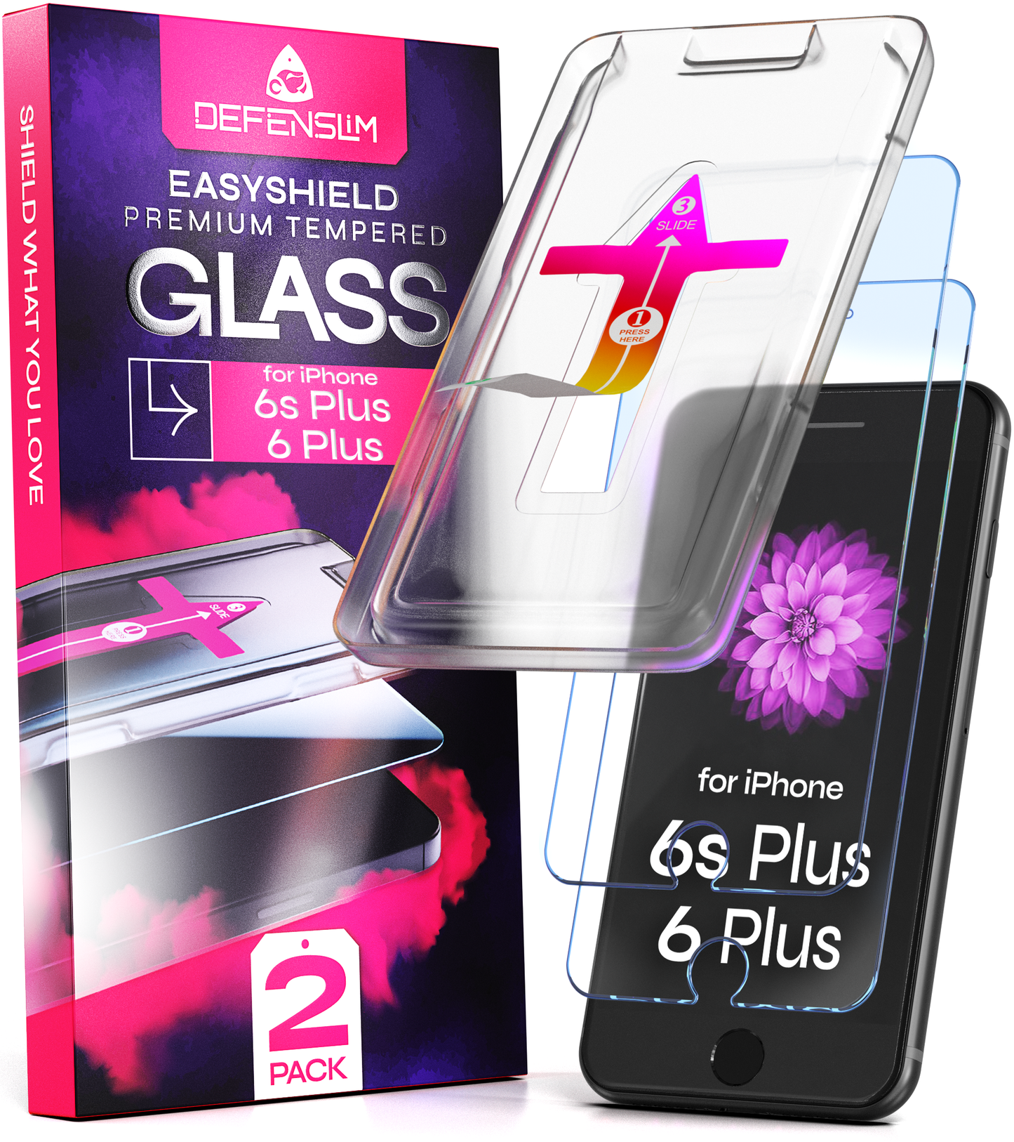 Defenslim iPhone 6s Plus Screen Protector [2-Pack] with Easy Auto-Align Install Kit